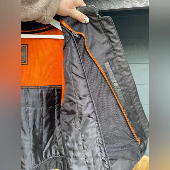 Black First classic leather gear motorcycle riding jacket with vest XL XXL - Picture 8 of 14